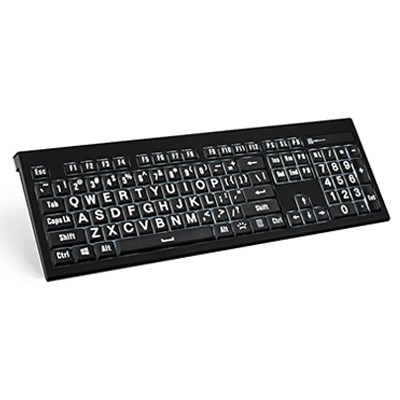 Editors Keys Large Type Backlit Keyboard - Windows - UK (Black and White)