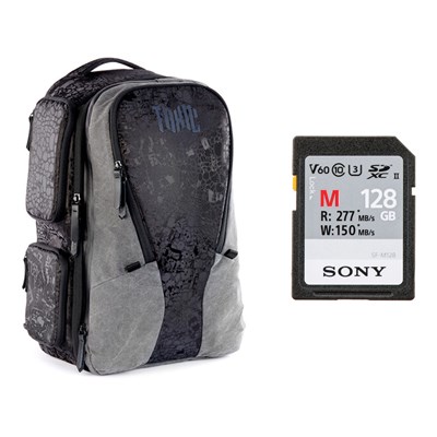 Toxic Valkyrie Camera Backpack Medium + Sony M Series 128GB UHS-II 277MB/Sec SDXC Card