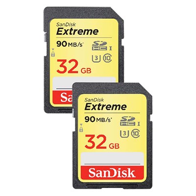 SanDisk 32GB Extreme 100MB/s UHS-I V30 SDHC Card - Twin Pack