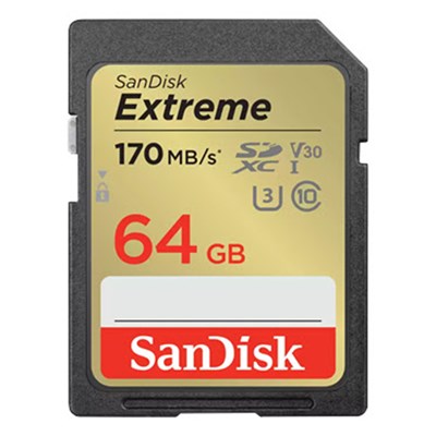 SanDisk 64GB Extreme 170MB/s UHS-I V30 SDXC Card