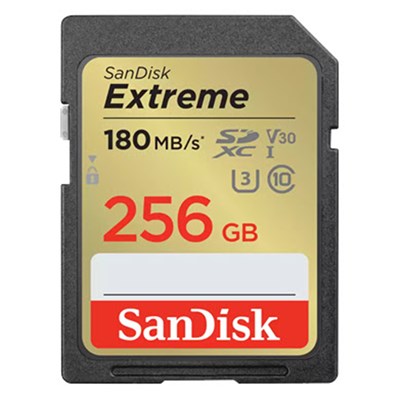 SanDisk 256GB Extreme 180MB/s UHS-I V30 SDXC Card
