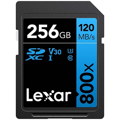 Lexar 256GB 800x 120MB/Sec UHS-I V30 Blue Series SDXC Card