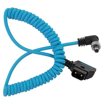 Kondor Blue Coiled D-Tap to Locking DC 2.5MM Right Angle Cable Video Assist Monitor