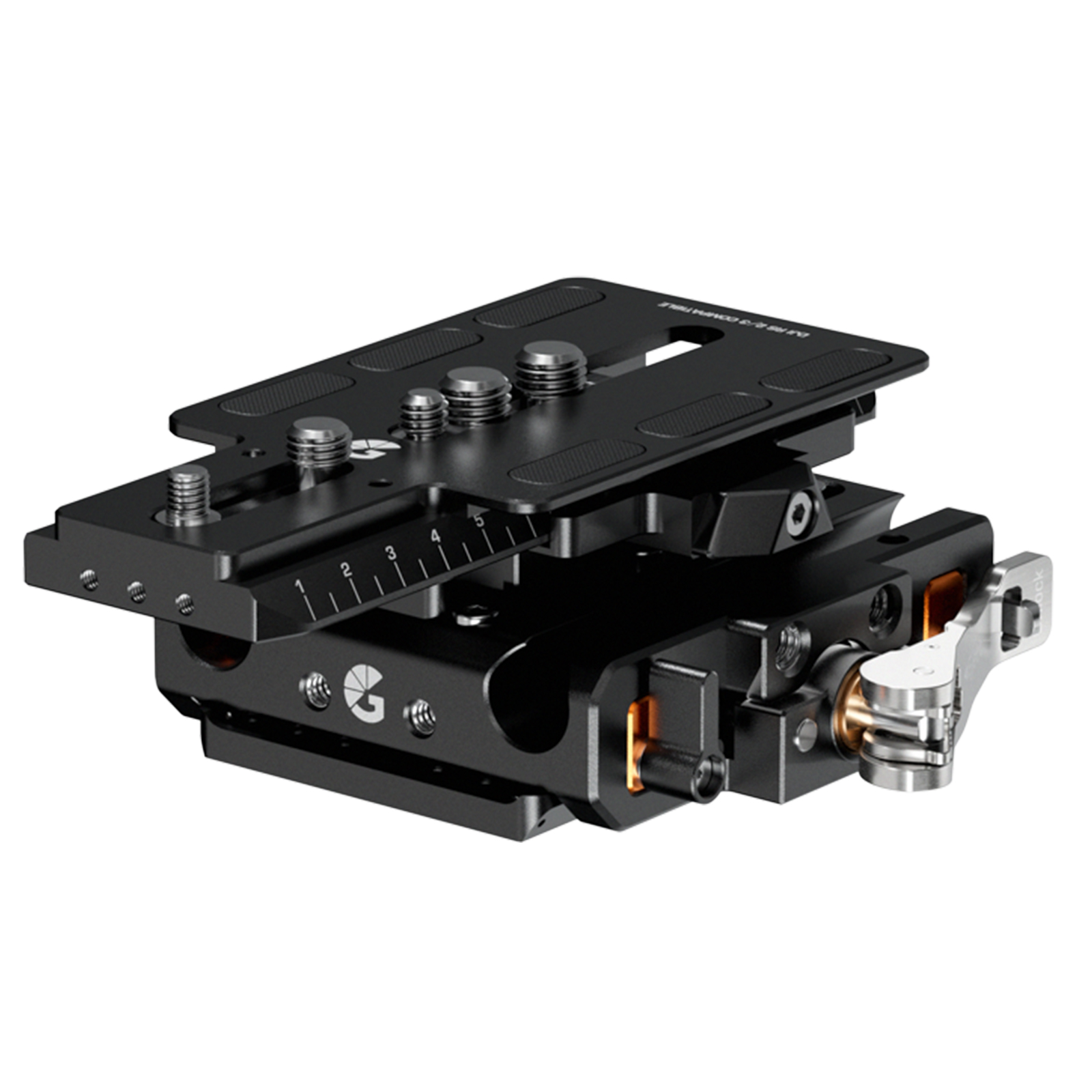 Bright Tangerine LeftField 3 QR Baseplate (DJI RS 2 & RS 3) for RED V-RAPTOR