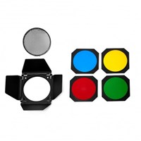 GlareOne Barn Door Kit With Grid And Gels For 18 cm Reflectors