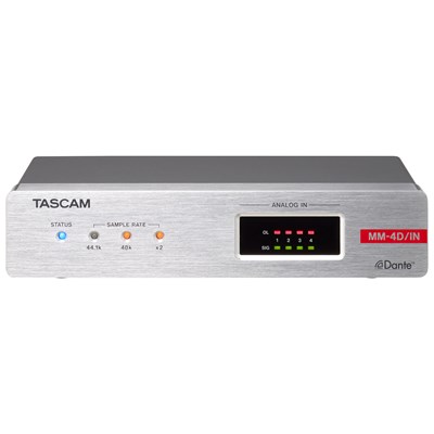 Tascam MM-4D-IN-E 4 Analog Mic and Line Input DANTE Converter with DSP