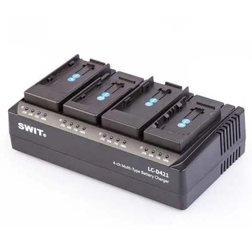 Swit LC-D421D KIT - 4-CH DV charger with 4x Panasonic VBD VBR CGA style plates