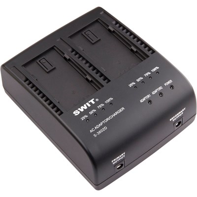 Swit S-3602D - 2x2A DV charger compatible to Panasonic VBD VBR CGA series