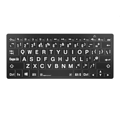 Logickeyboard XLPrint Bluetooth White on Black PC Keyboard