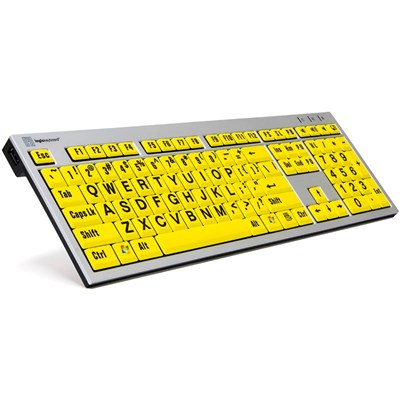 Logickeyboard XLPrint Slim Line Black on Yellow PC Keyboard