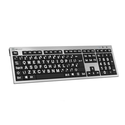 Logickeyboard XLPrint Slim Line White on Black PC Keyboard