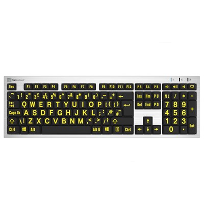 Logickeyboard XLPrint Slim Line Yellow on Black PC Keyboard