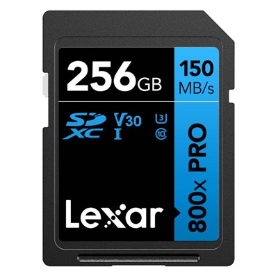 Lexar 256GB 800x (150MB/s) UHS-I V30 PRO Blue Series SDXC Memory Card