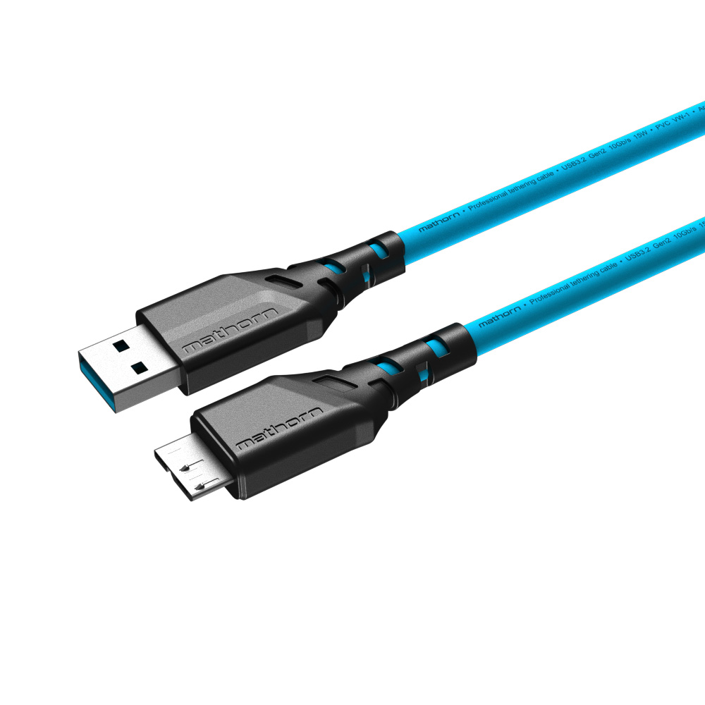 Mathorn MTC-520 USB A - Micro B 5m Tethering Cable - ArcticBlue