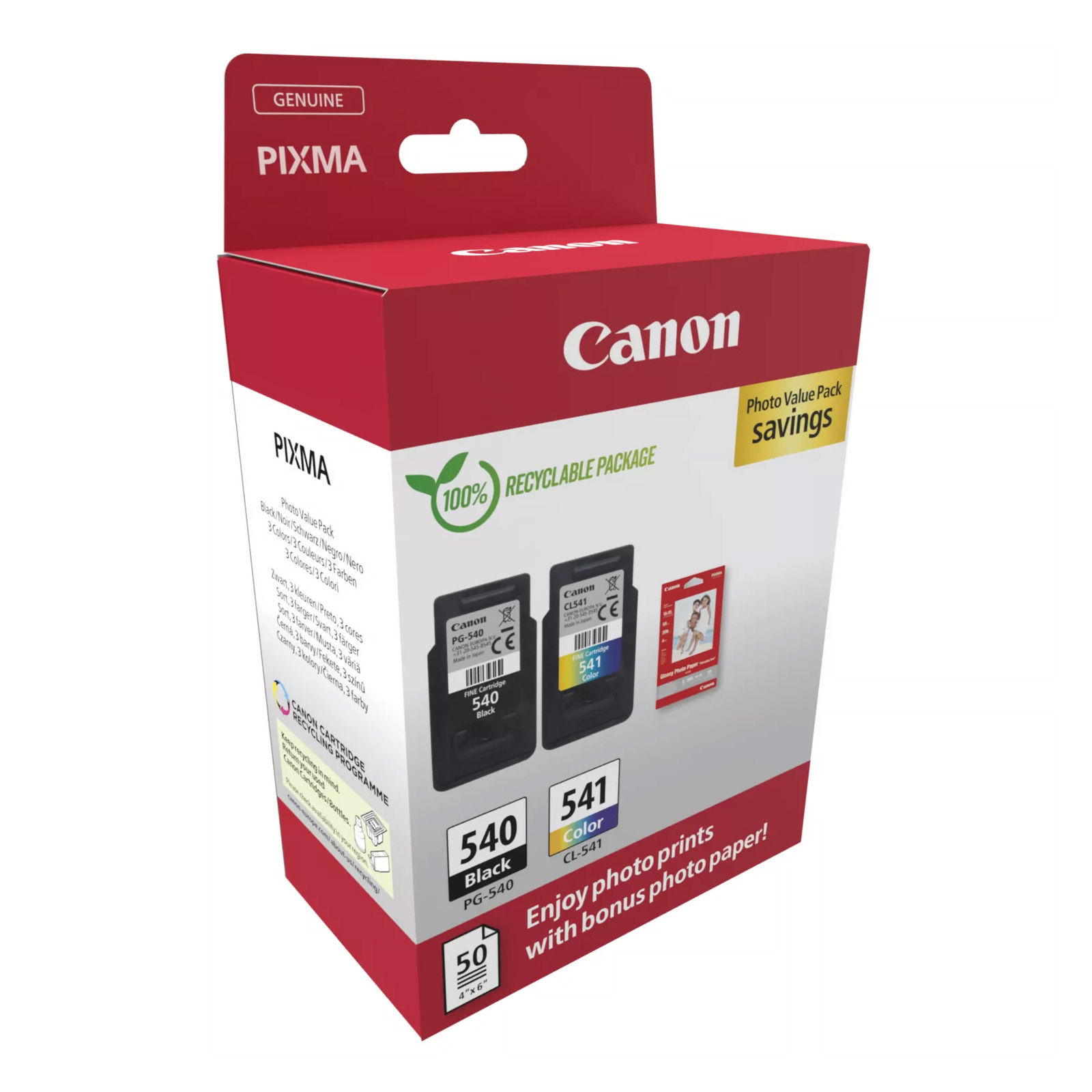 Canon PG-540/CL-541 C/M/Y Ink Cartridge Value Pack