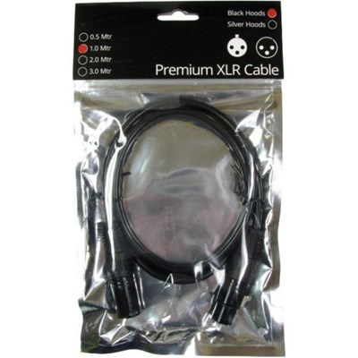 Cables Direct 1M 3PIN XLR M-F Cable (Black Hoods + Gold Pins)