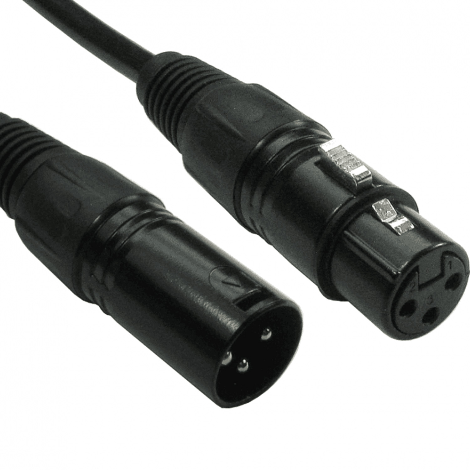 Cables Direct 2M 3PIN XLR M-F Cable (Black Hoods + Gold Pins)