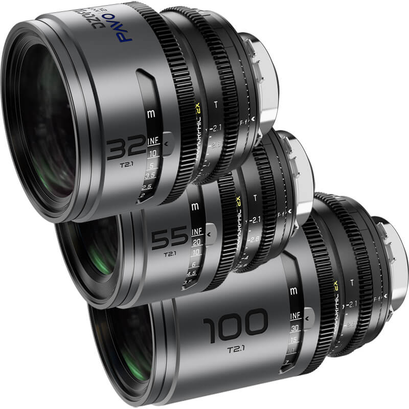 DZOFILM Pavo 32/55/100mm Lens Set B for PL + EF mount - Metre (Blue Coating)