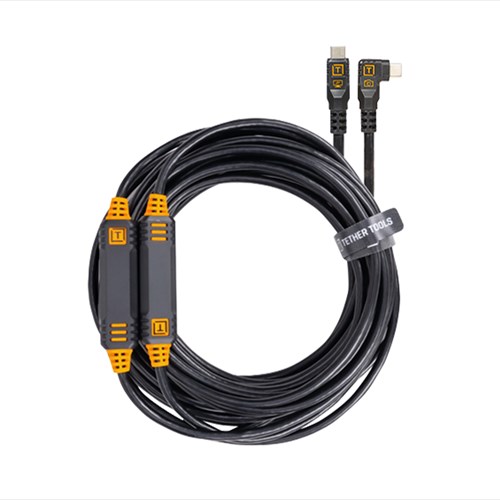 TetherTools TetherPro USB-C to USB-C Straight to Right 31ft (9.4m) - Non-Reflective Black