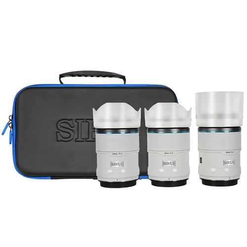 SIRUI Sniper 23mm, 33mm & 56mm F1.2 APSC Lens Kit for Fujifilm X (White, Carbon Fibre)