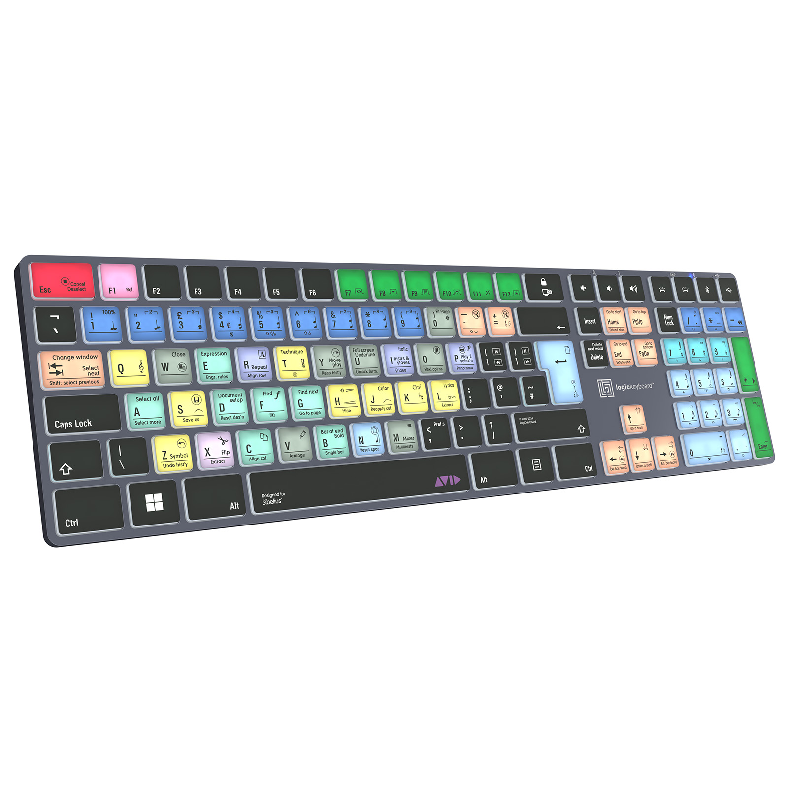 Logickeyboard Avid Sibelius TITAN Wireless Backlit Windows Keyboard