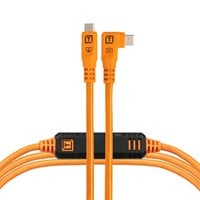 TetherTools TetherPro Optima 10G USB-C to USB-C Straight to Right 15ft (4.6m) - High-Visibility Oran