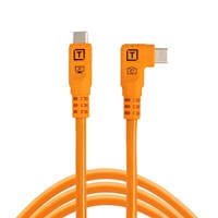TetherTools TetherPro Optima 10G USB-C to USB-C Straight to Right 10ft (3m) - High-Visibility Orange