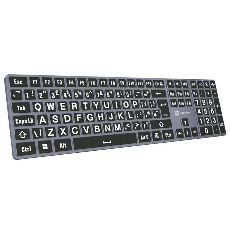 Logickeyboard Large Print White on Black PC Titan Keyboard