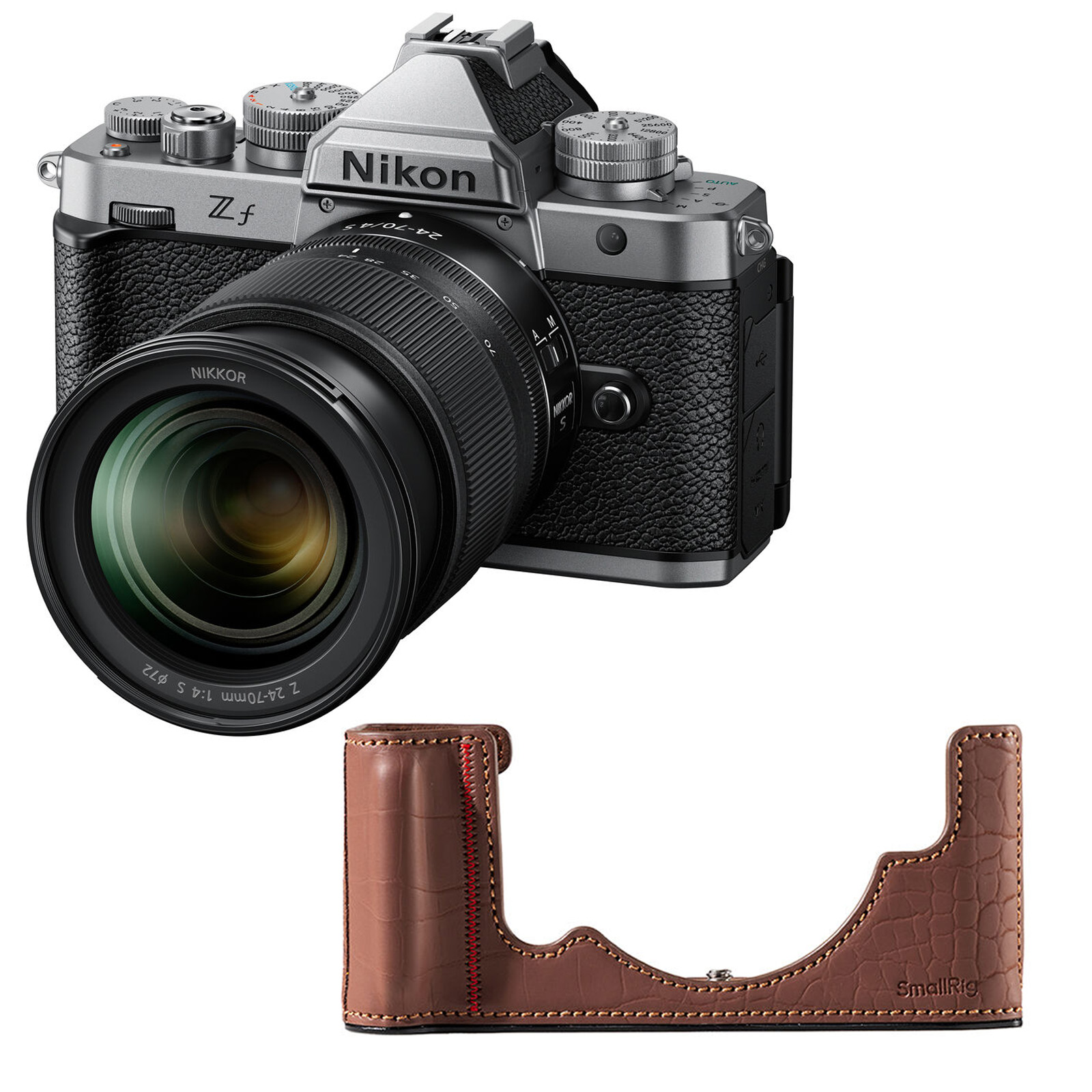 Nikon Zf Digital Camera with 24-70mm Lens with SmallRig Leather Case- Silver