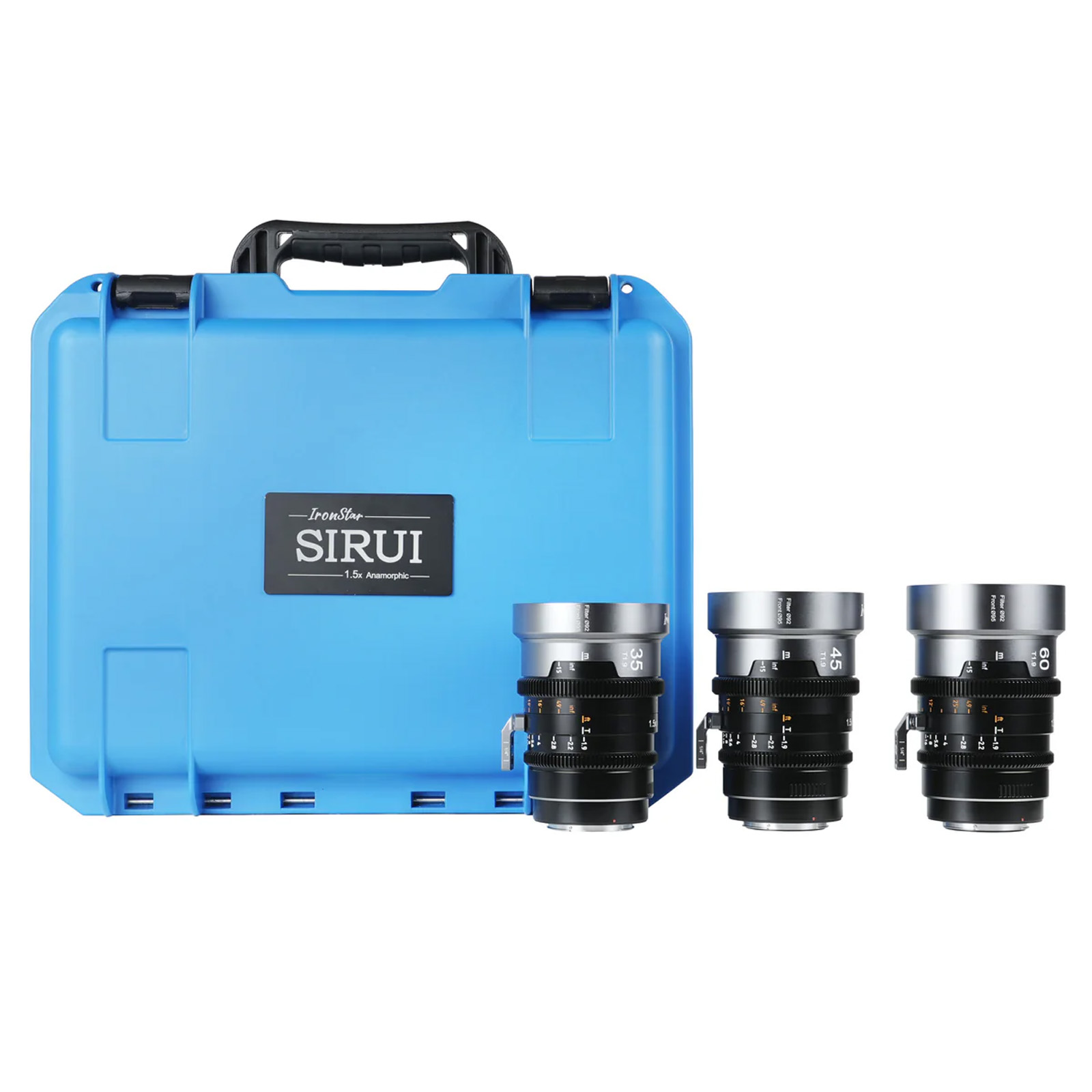 SIRUI IronStar T1.9 1.5x Cine Lens Kit 35/45/60mm (PL/EF mount, Blue Flare)