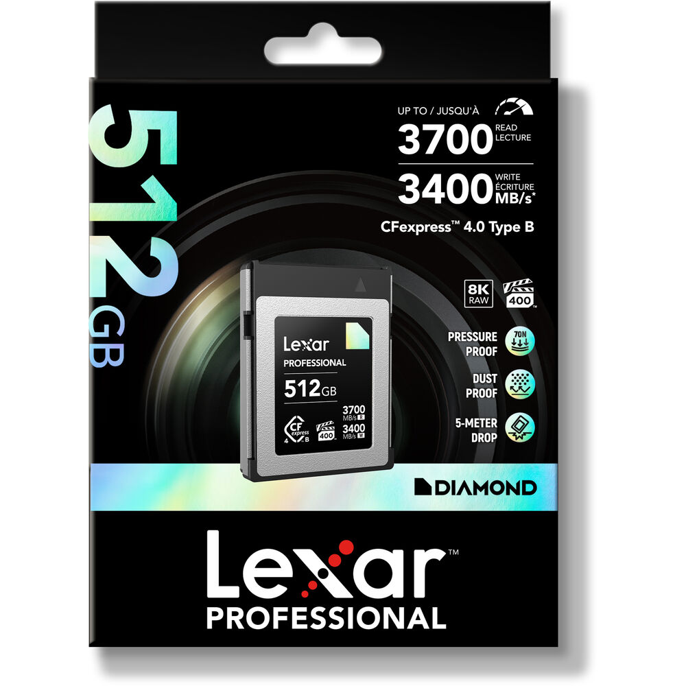 Lexar 512GB Professional (3700MB/s) Type B CFexpress 4.0 Diamond