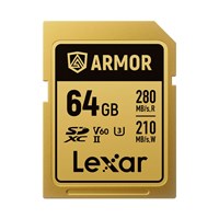 Lexar 64GB Professional Gold Series Armor 280MB/s UHS-II V60 Sdxc Memory Card