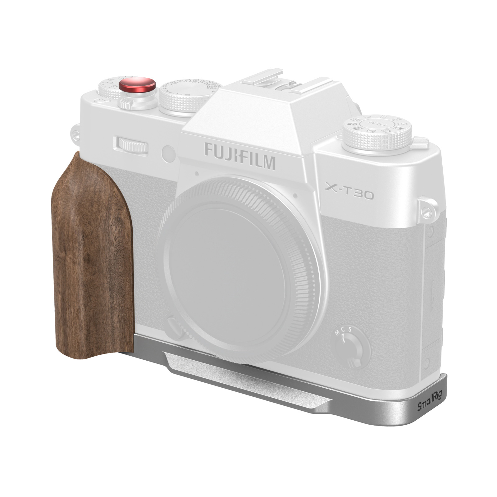 Image of SmallRig L-Shaped Mount Plate with Wooden Handle for Fujifilm X-T30/II/III (Silver) 5667