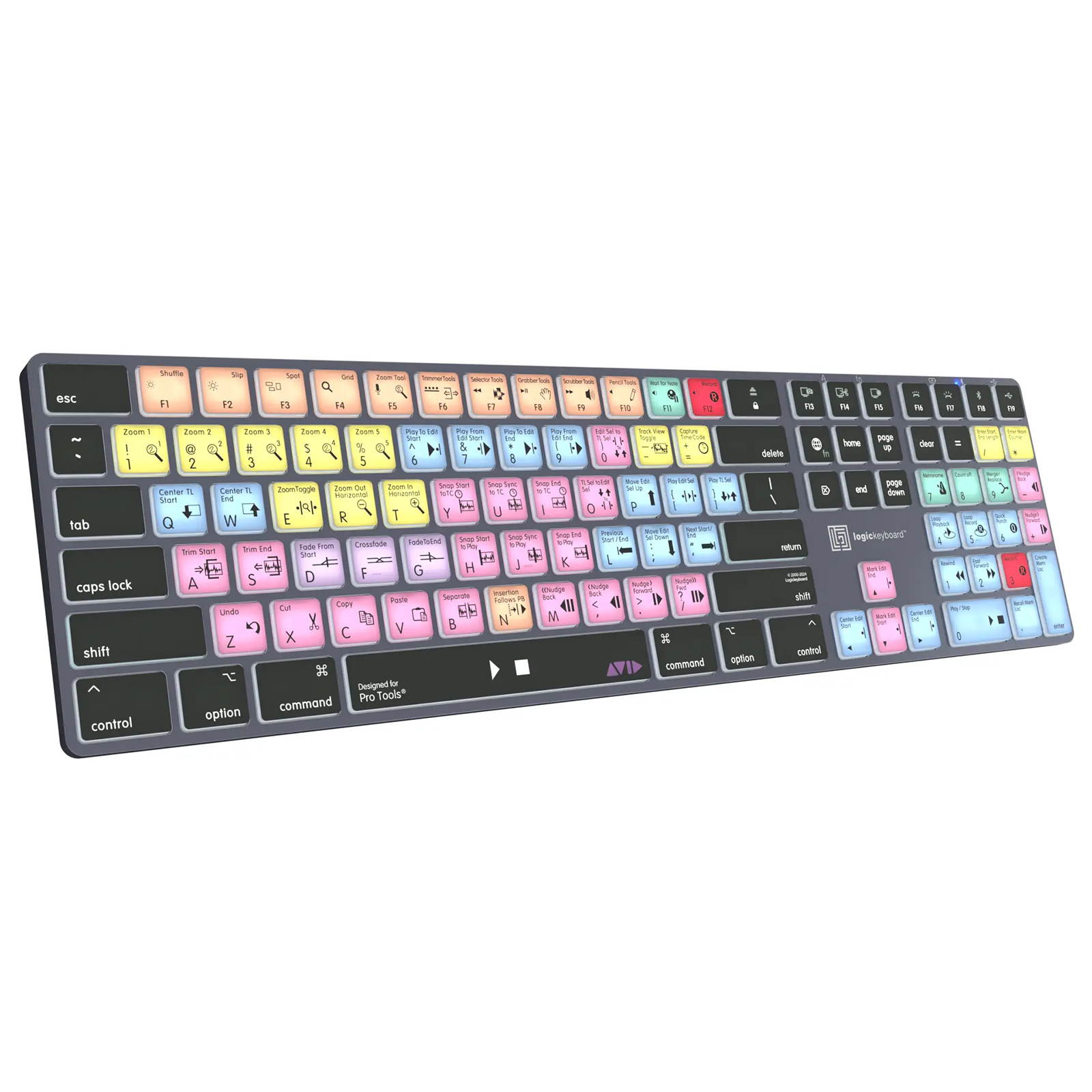 Logickeyboard Avid Pro Tools TITAN Wireless Backlit Keyboard for Mac - Aluminium - Grey/Titanium
