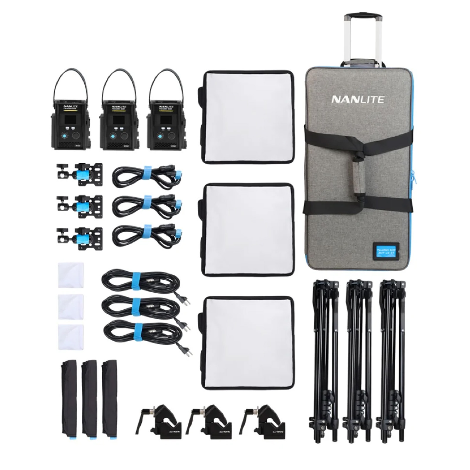 Image of NanLite PavoSlim 60B 3-Light Trolley Case Kit with Light Stand
