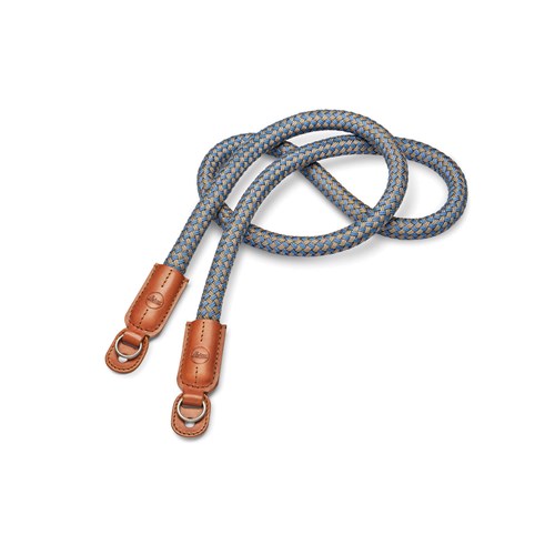 Leica Round Braided Rayon and Leather Cord Camera Strap - Cognac/Denim Blue