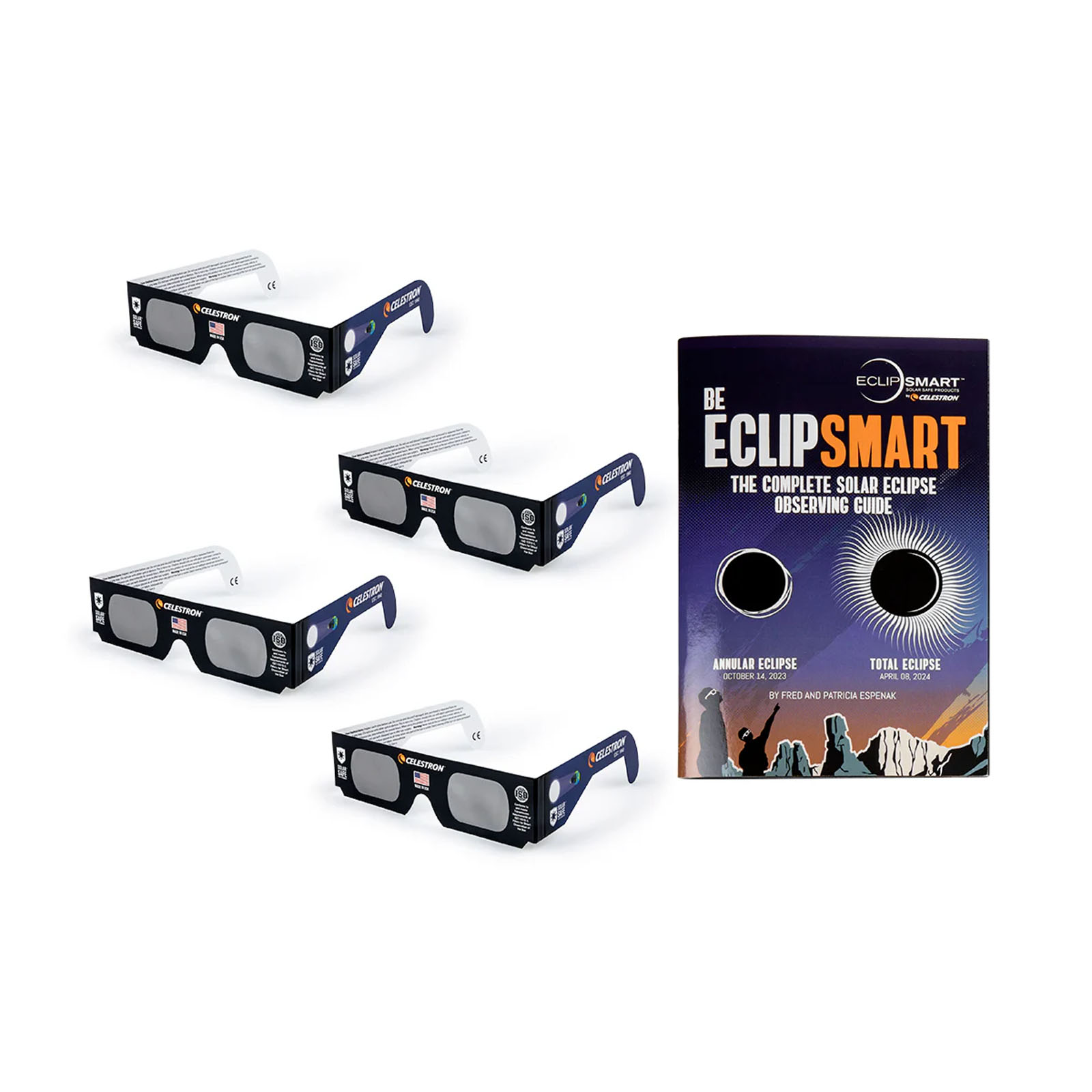 Celestron EclipSmart Solar Eclipse Famity Observing Kit - 4 Glasses and Guidebook