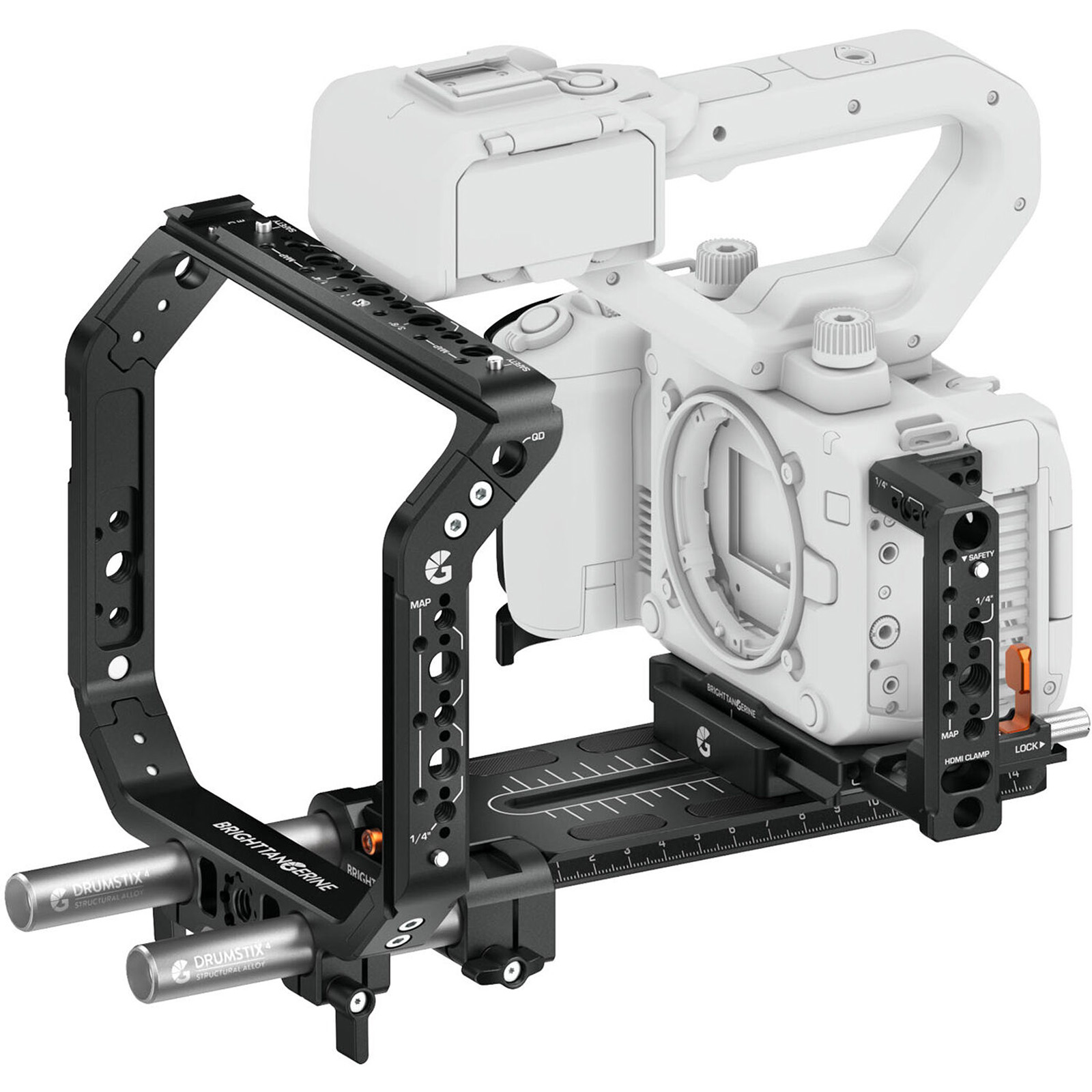 Bright Tangerine - Canon C50 Halo Kit - Arca-Type Baseplate - 15mm Rod Bracket