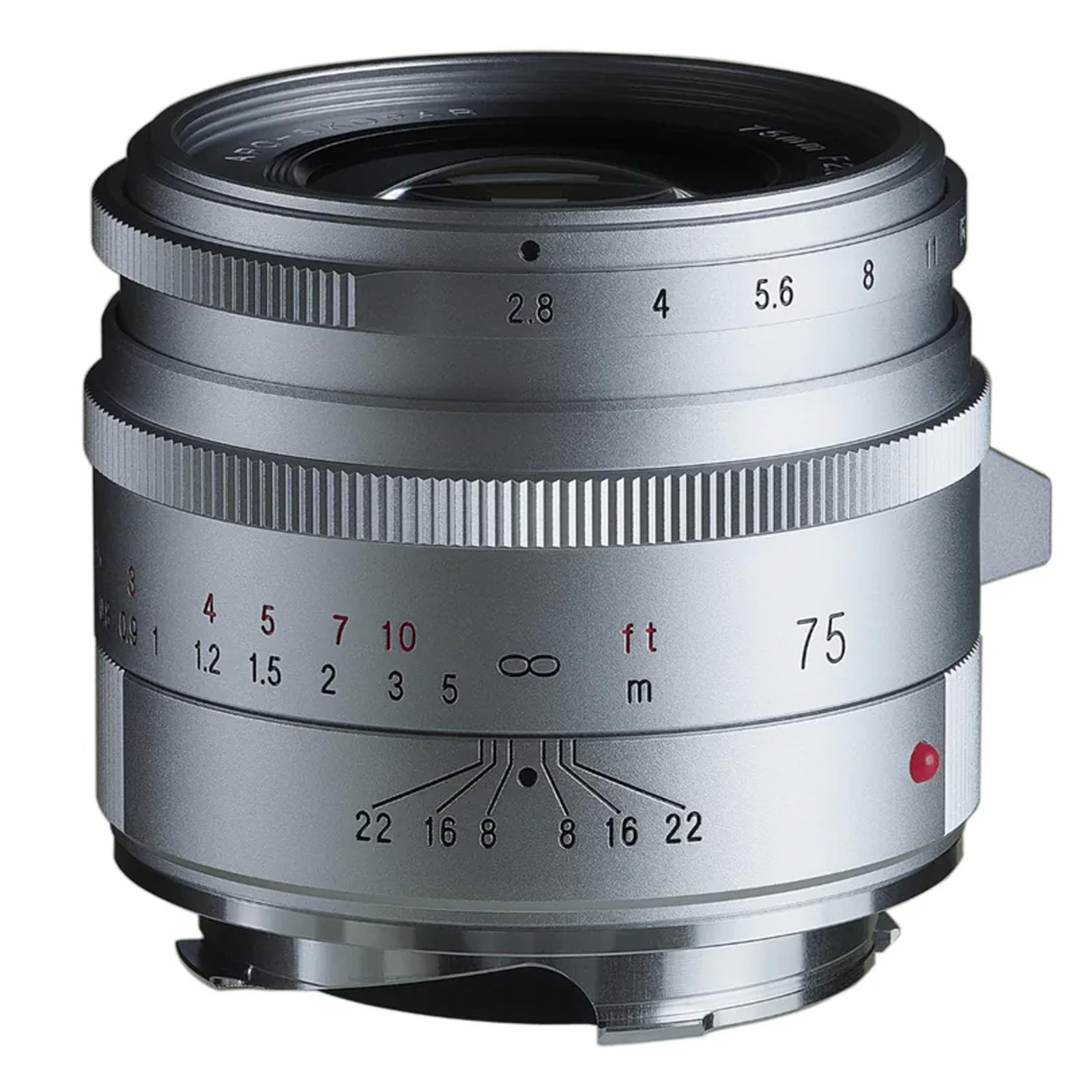 Voigtlander 75mm f2.8 Apo-Skopar Lens - Medium Telephoto Prime - Silver
