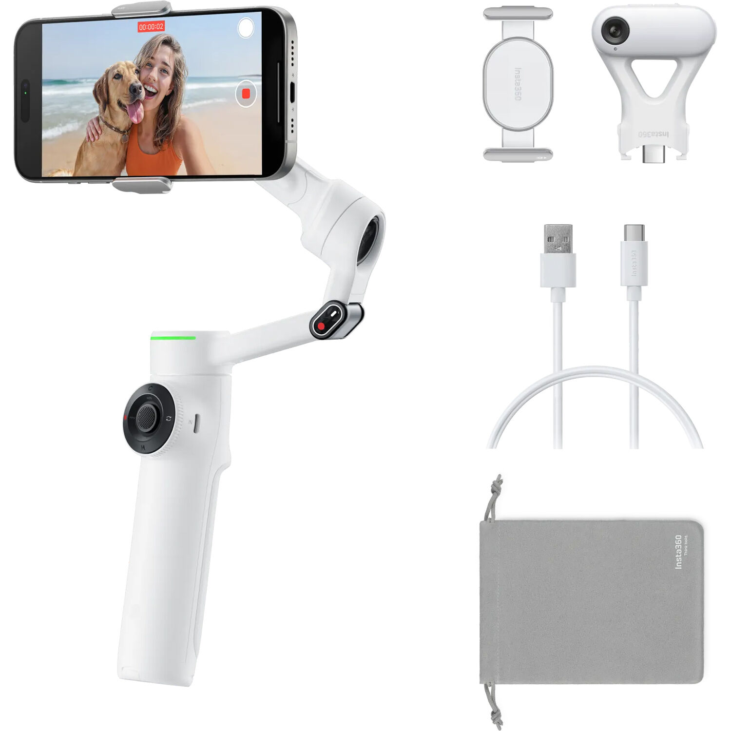 Insta360 Flow 2 Pro AI Tracker Bundle (Summit White)
