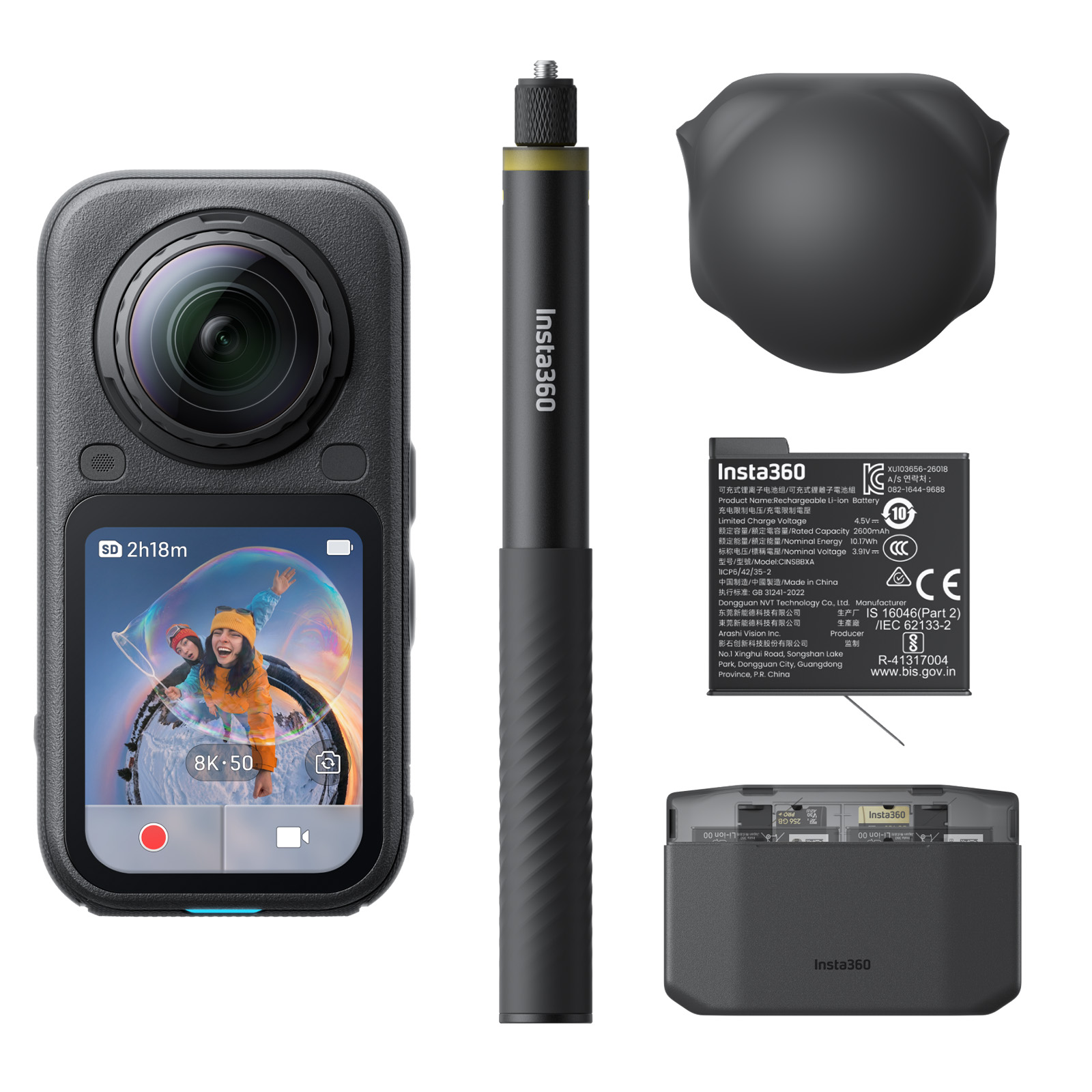 Insta360 X6 Essentials Bundle – 8K 360° Action Camera, Dual 1/1.1" Sensors, Extra Battery, Charging Case & Invisible Selfie Stick, Midnight Black - Image 8